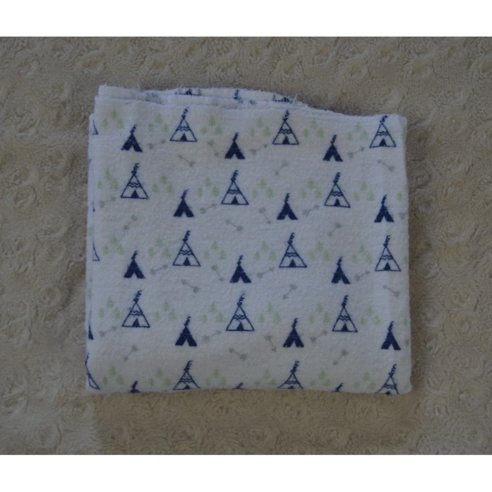 Cribmates Teepee Baby Receiving Blanket Flannel Green Blue White Arrows Trees